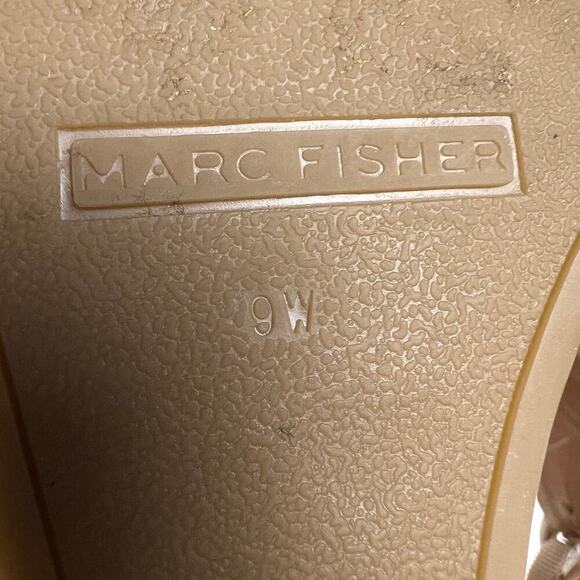 Marc Fisher Sakae Leather Wedge Slingback Espadrille Sandals Soft Gold Size 9W - Picture 7 of 9